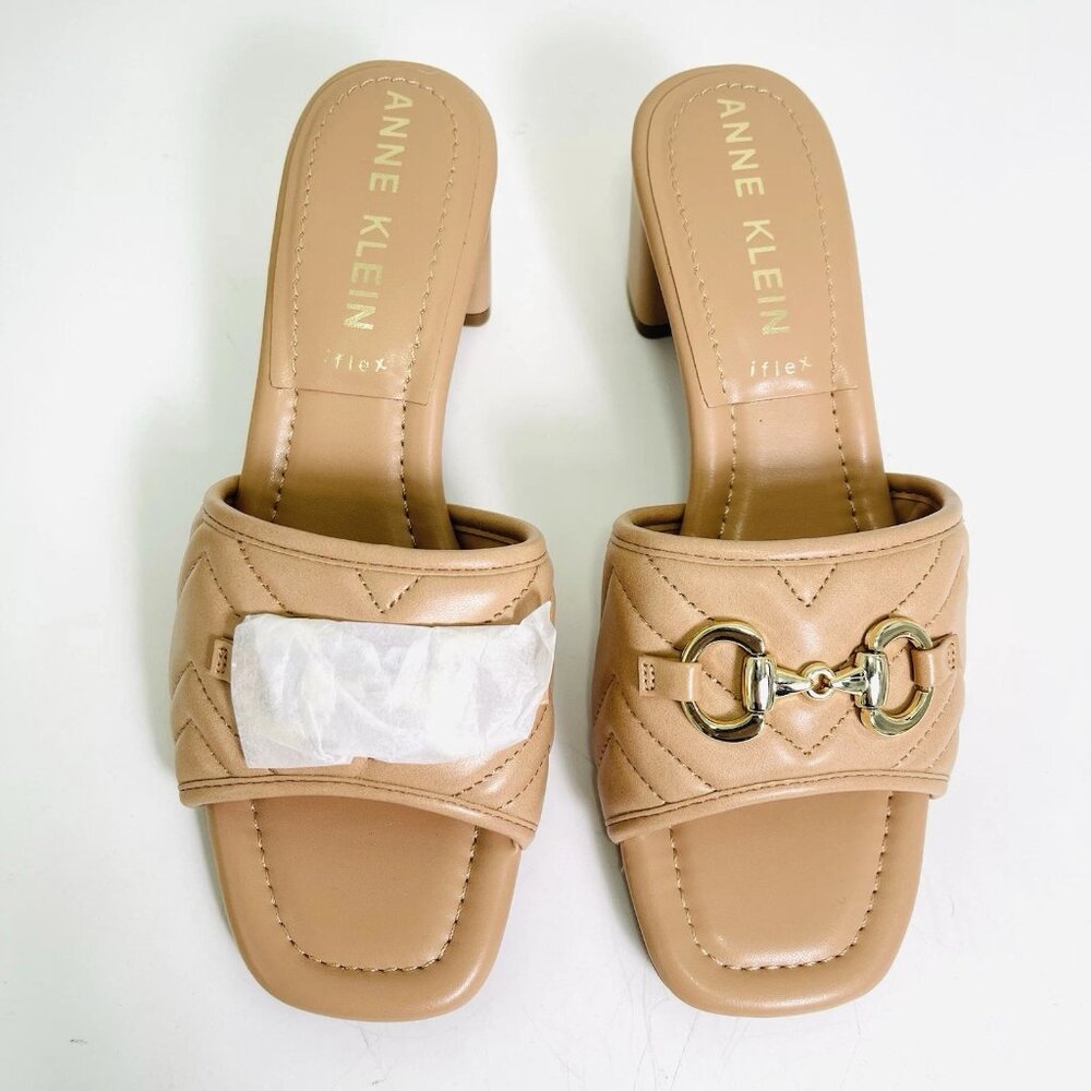 Anne Klein Kendra Nude Heeled Sandals Women’s Size 6 Stylish Block Heel New